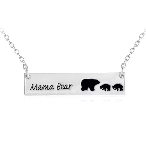 silver mama bear necklace